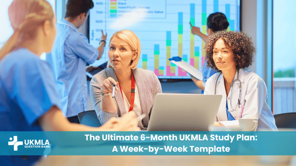 A desk with a 6 month UKMLA study plan laid out.