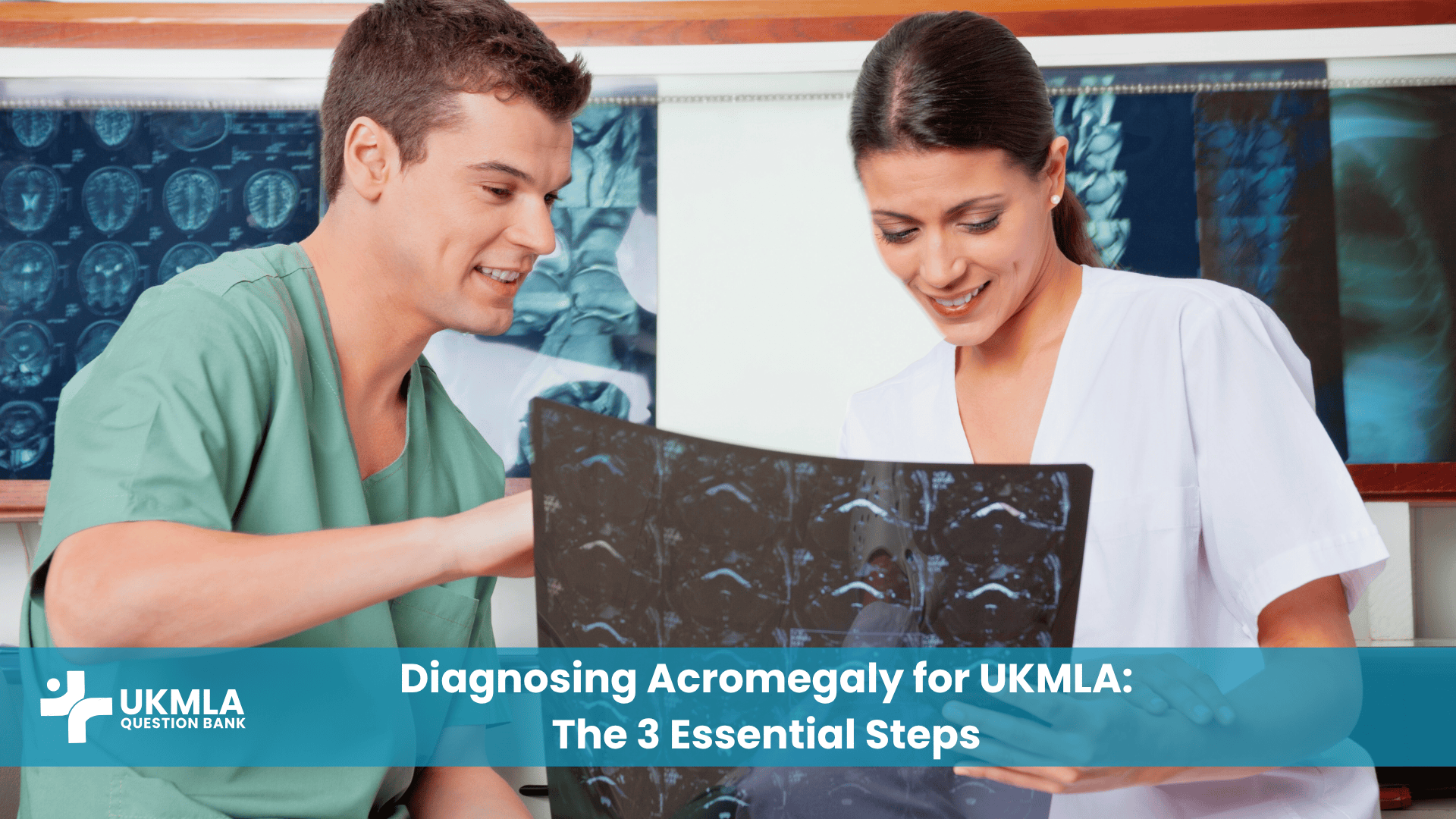 Acromegaly diagnosis UKMLA: A doctor explains the 3 proven steps to a student using an MRI.