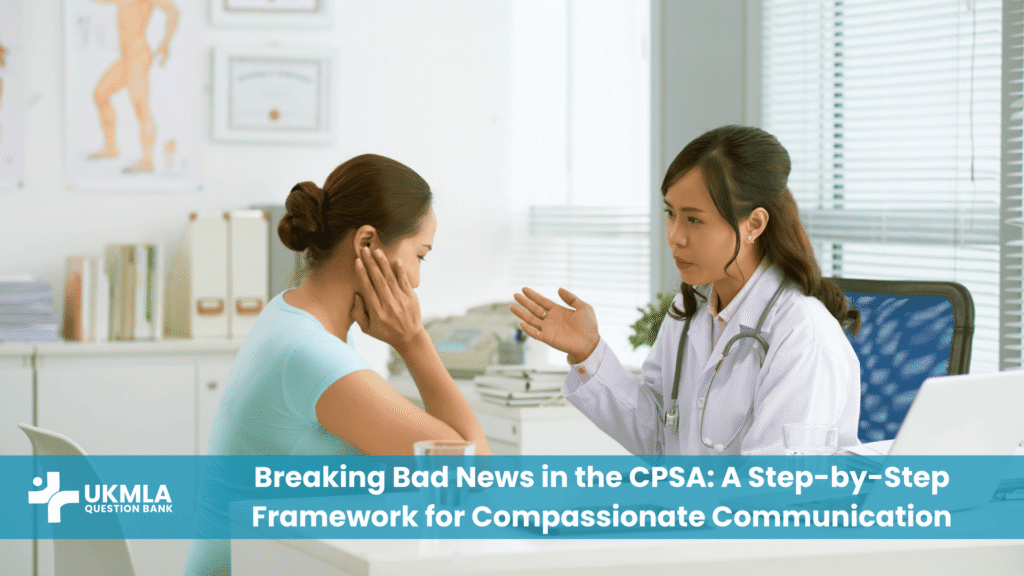 A doctor demonstrating how to handle a breaking bad news CPSA station with empathy.