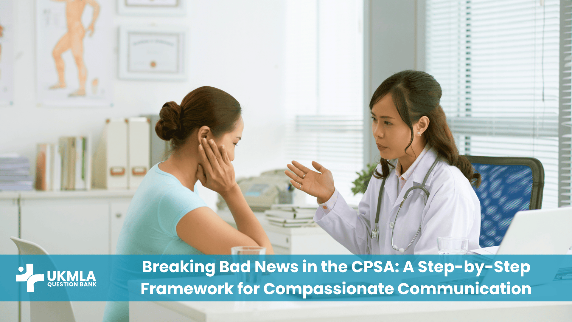 A doctor demonstrating how to handle a breaking bad news CPSA station with empathy.