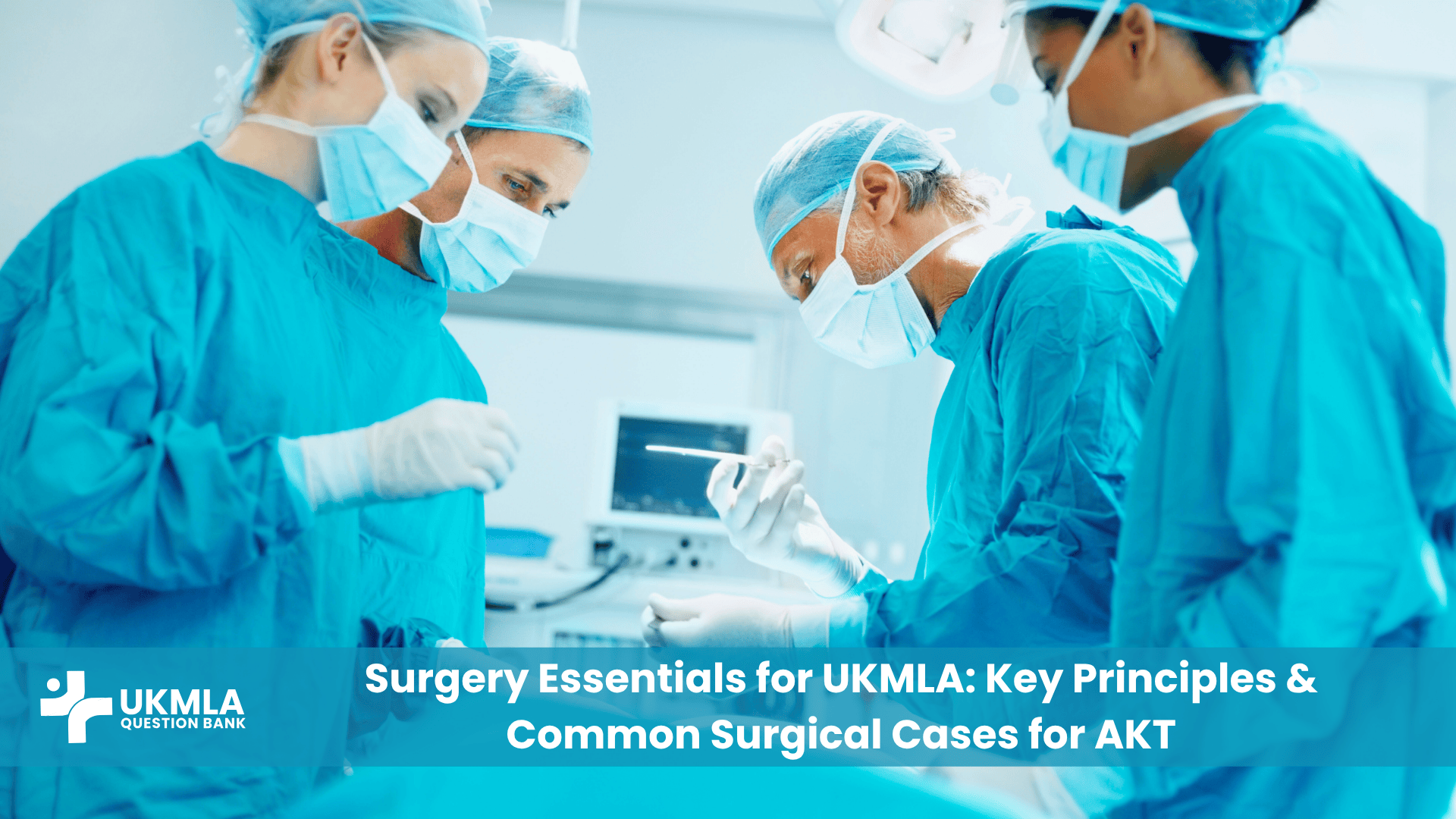 A group of medical students studying common surgical cases for UKMLA AKT.