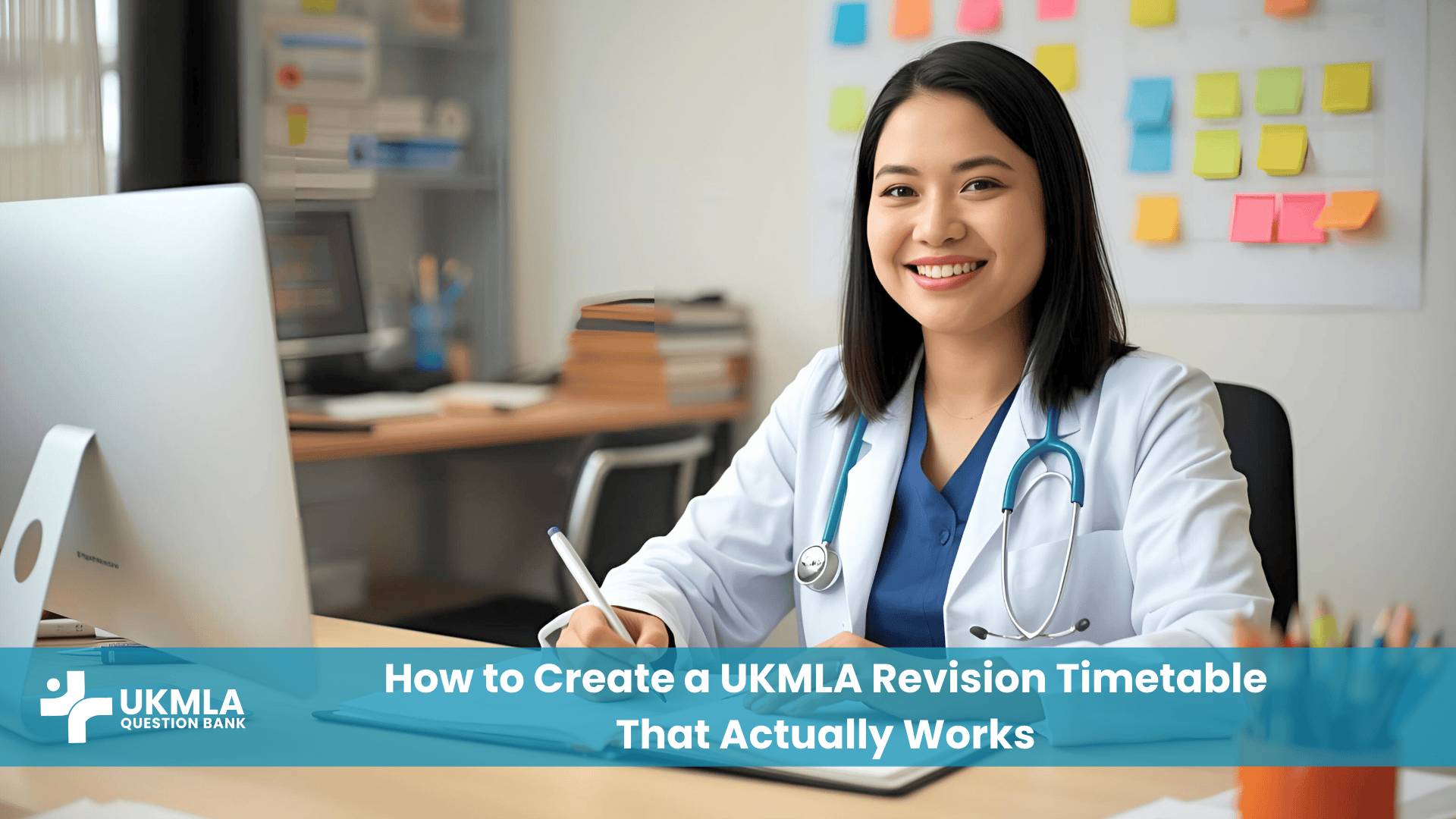 A medical student's organized desk showing their effective UKMLA revision timetable