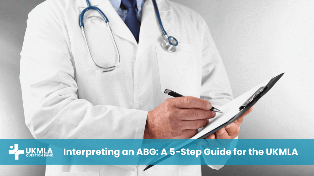 A doctor performing a systematic abg interpretation ukmla using a patient's chart