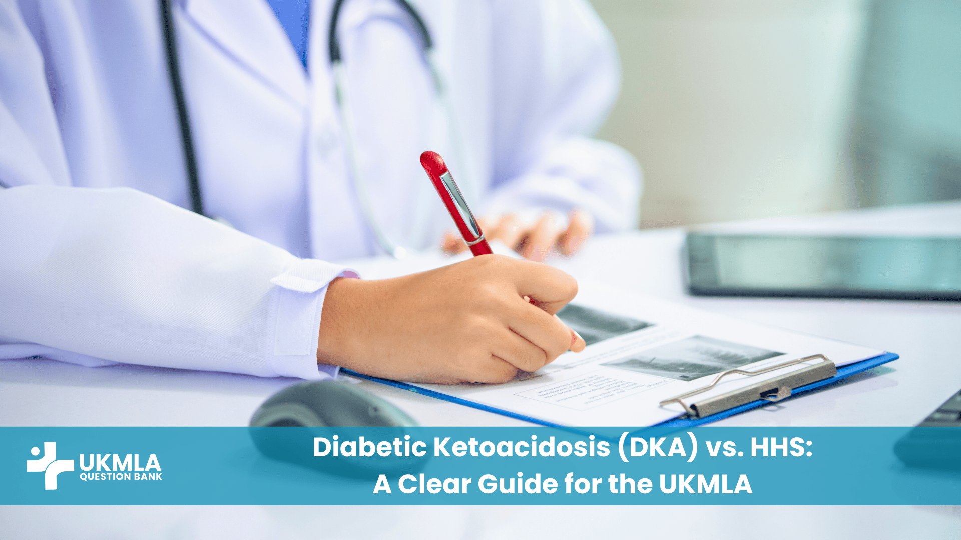 Doctor examines lab results to distinguish Diabetic Ketoacidosis DKA vs HHS.