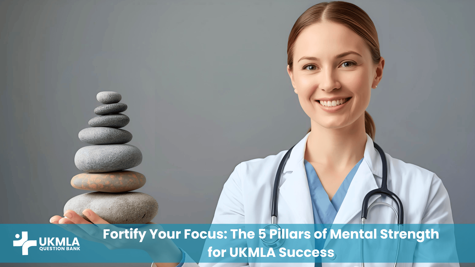 A stack of balanced stones, symbolizing the mental strength needed for UKMLA mental health support.