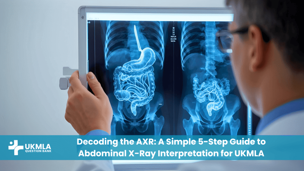 Doctor reviewing film, demonstrating abdominal x-ray interpretation UKMLA.