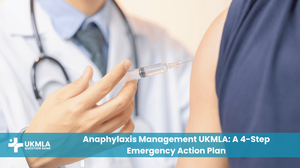 Doctor administering adrenaline in guide to anaphylaxis management UKMLA