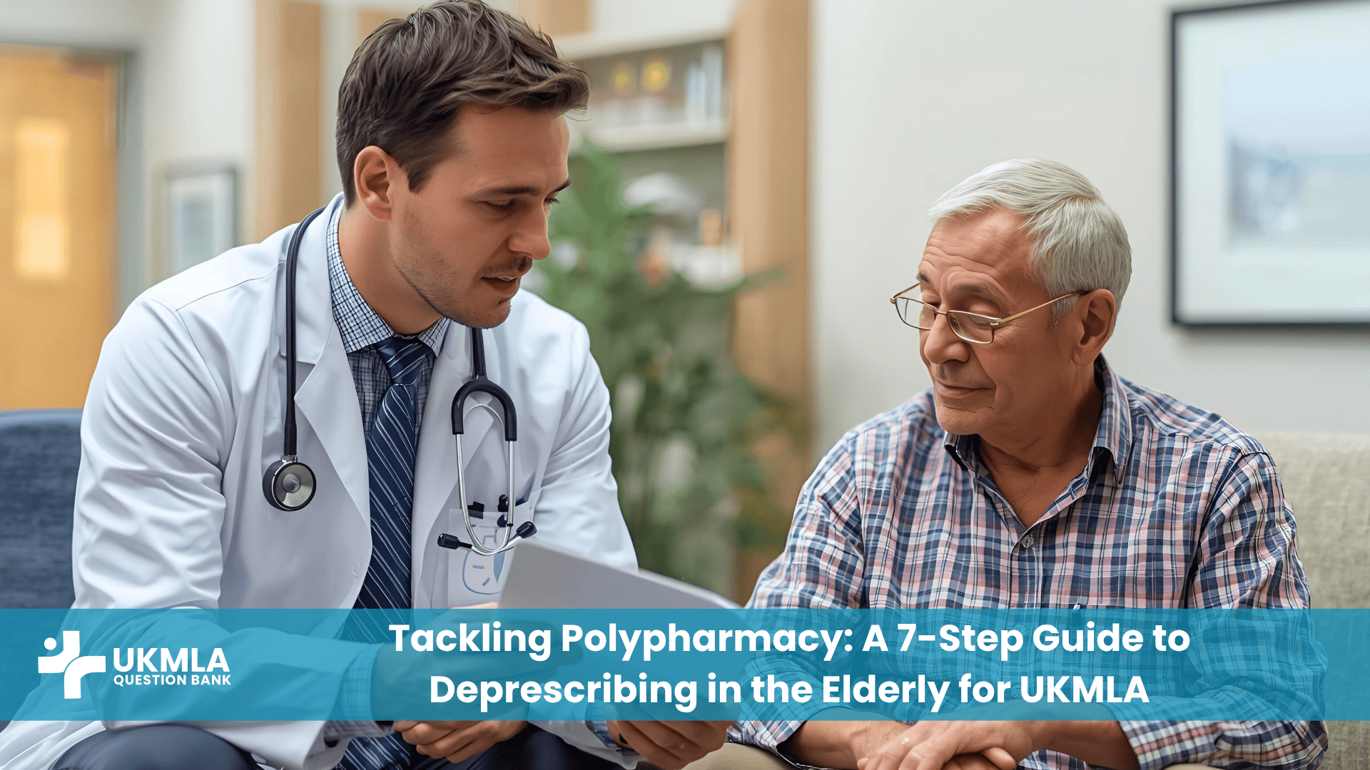 Doctor and patient discussing medication in guide to deprescribing elderly UKMLA