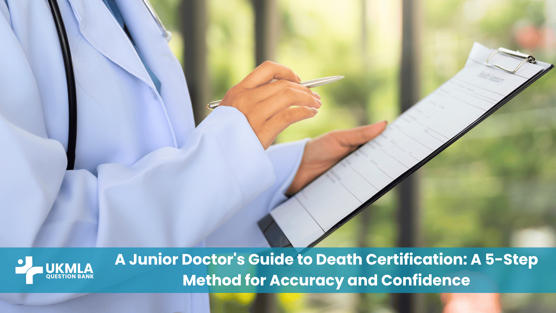 A doctor's hand signing a form, representing the professional duty of knowing how to write a death certificate UK