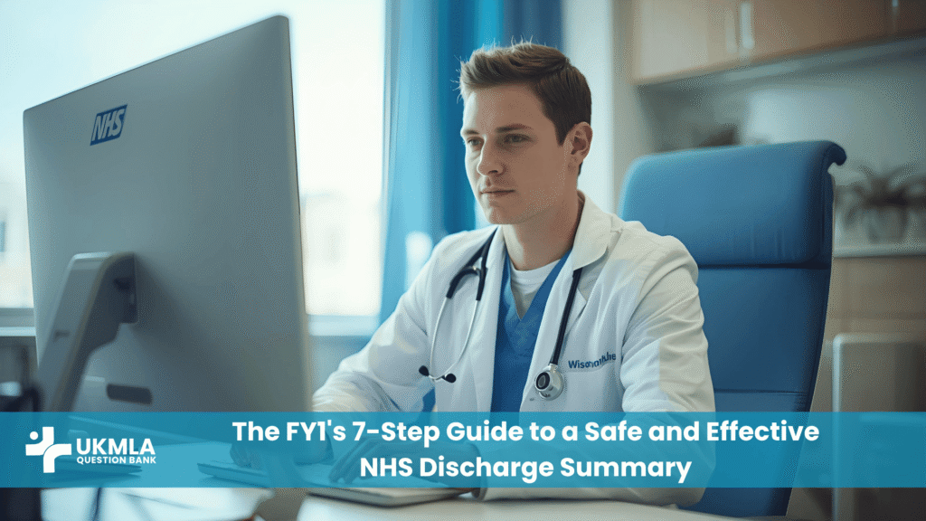 A junior doctor learning how to write a discharge summary NHS-style for a patient's TTO