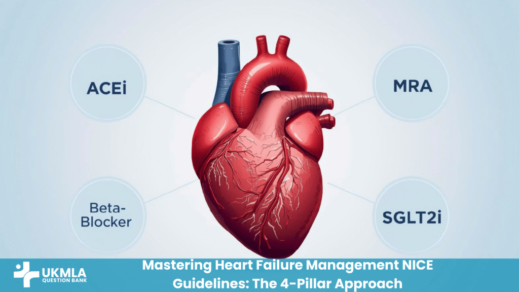Heart failure management nice guidelines showing the four pillars of treatment