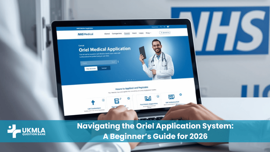 Laptop screen showing the Oriel portal for the oriel application system guide